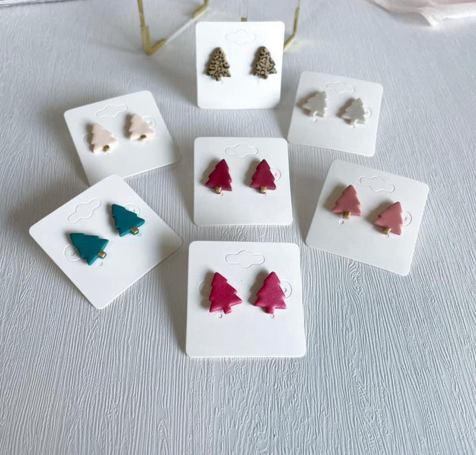 Christmas Tree Clay Studs